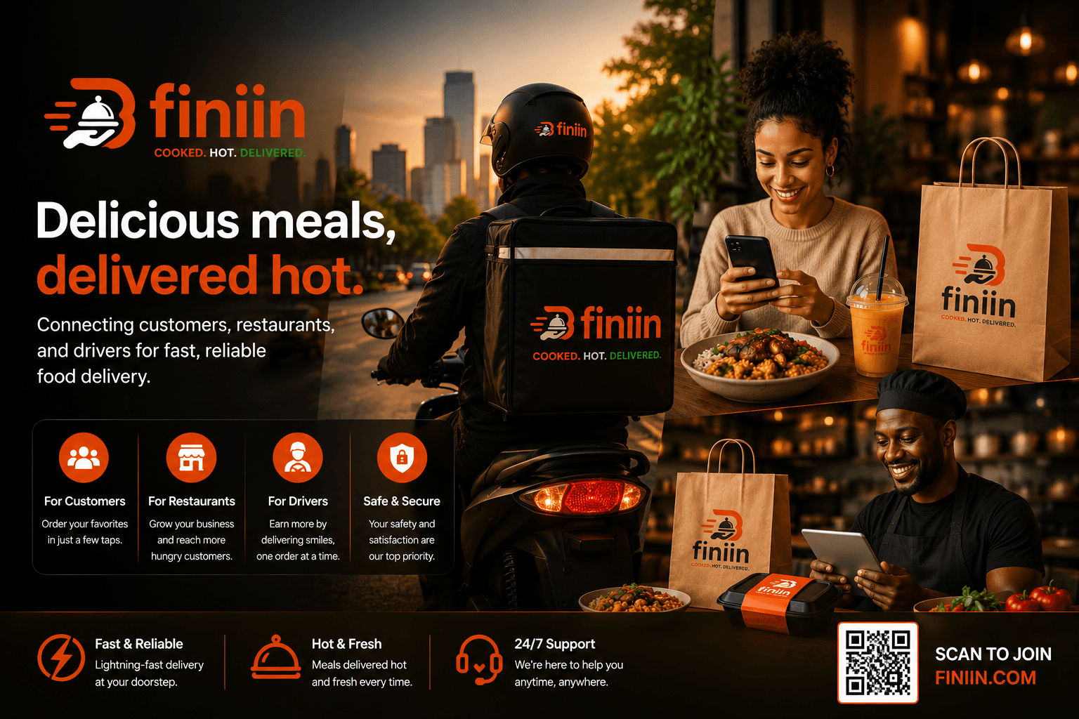 Finiin connects customers, restaurants, and drivers